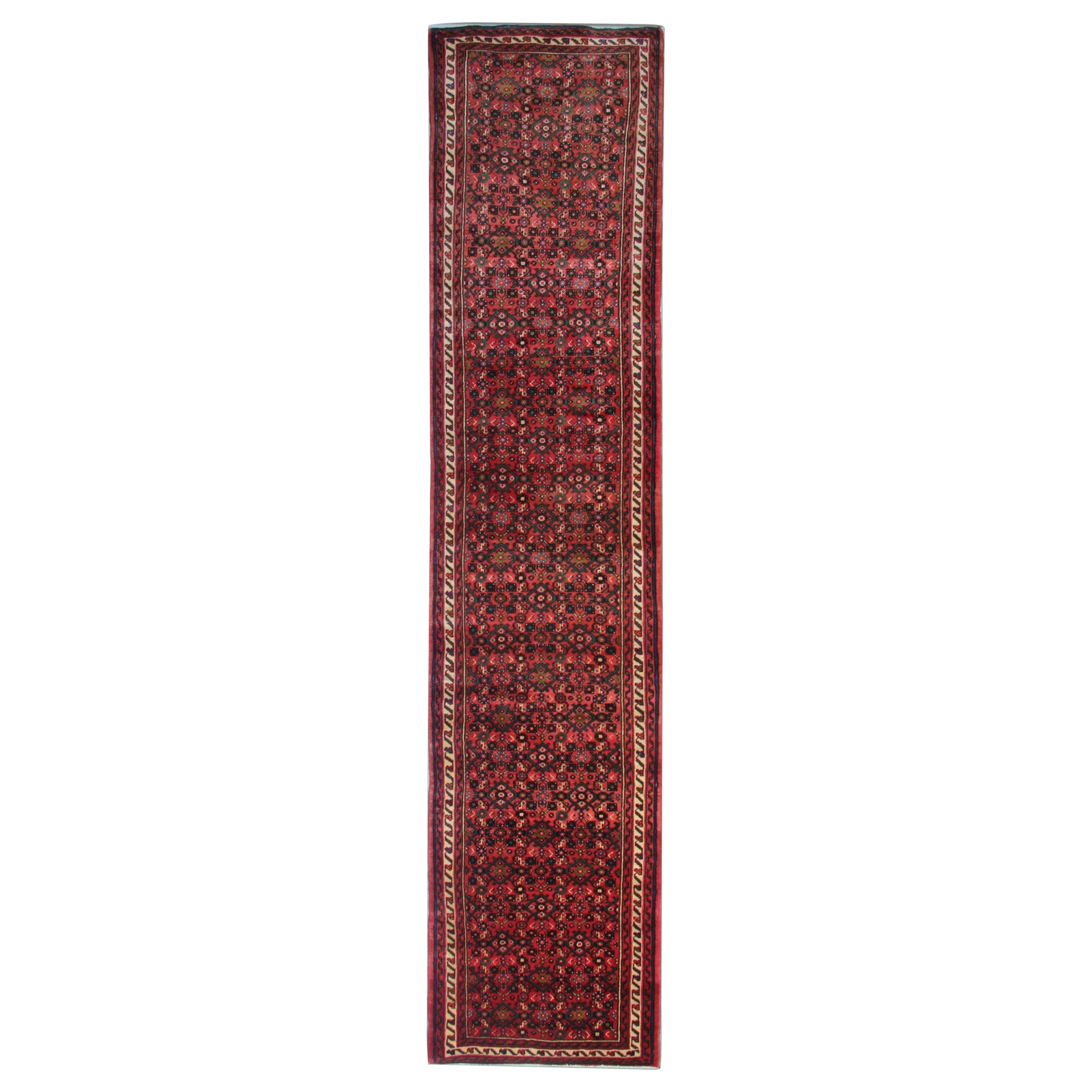 Orientalischer Vintage-Läufer, roter Stair-Läufer, Wollteppich