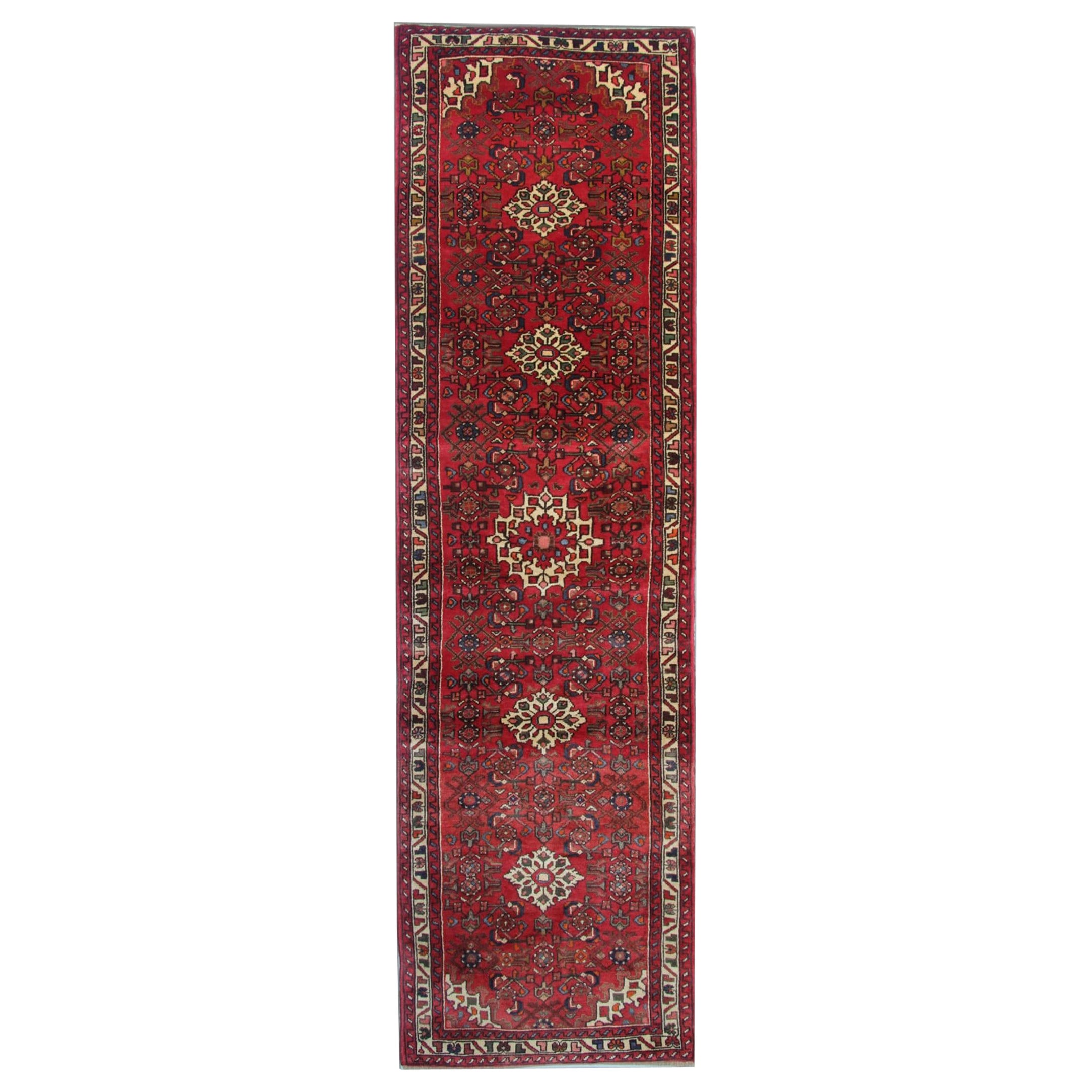 Orientalischer Vintage-Läufer, roter Stair-Läufer, Wollteppich