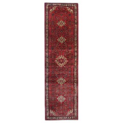 Orientalischer Vintage-Läufer, roter Stair-Läufer, Wollteppich