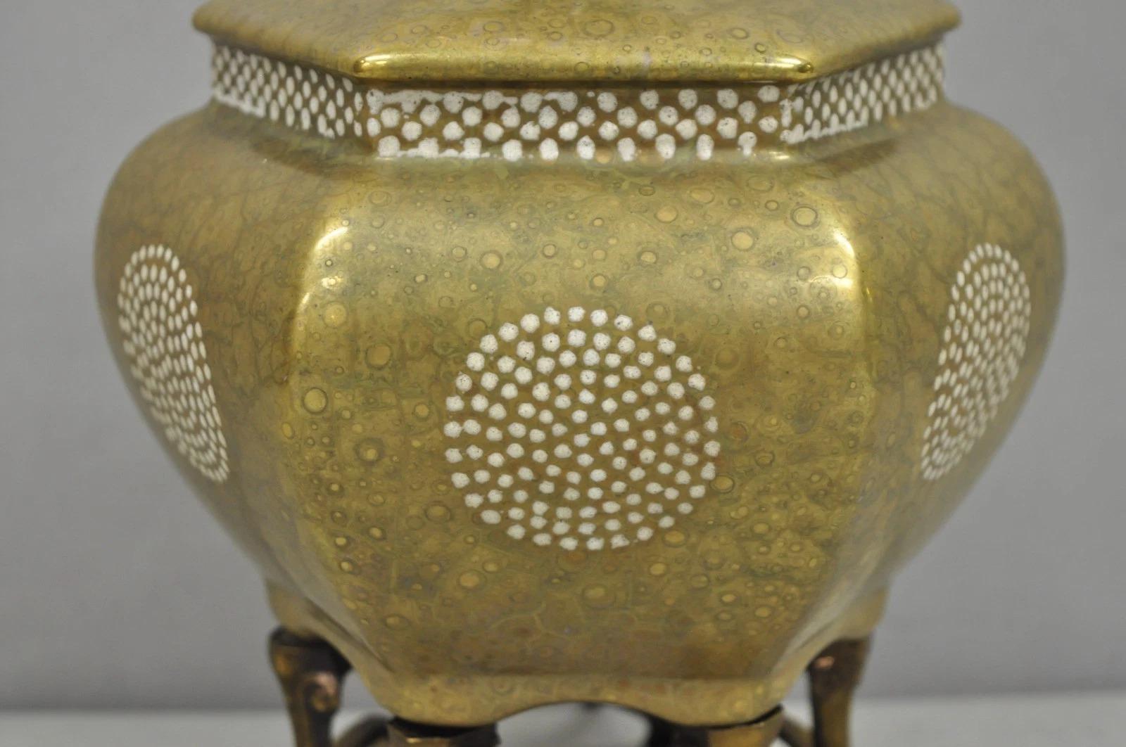 Unknown Vintage Oriental Small Porcelain Gold Oil Drop Painted Boudoir Table Lamp For Sale
