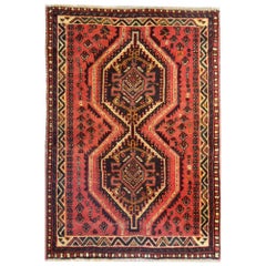 Tapis tribal oriental vintage, tapis géométrique en laine fait à la main, tapis