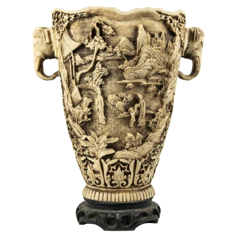 Vintage Oriental Vase with Elephants, Italy, Mid20th Century at 1stDibs