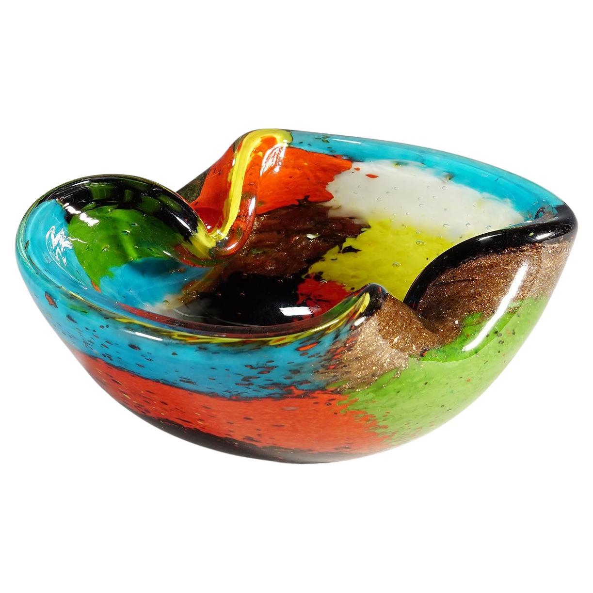 Dino Martens Murano Orange Spots Iridescent Italian Art Glass