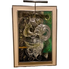 Vintage Orig Metallic Painting by O. E. L. Graves Extremely Rare Collectible