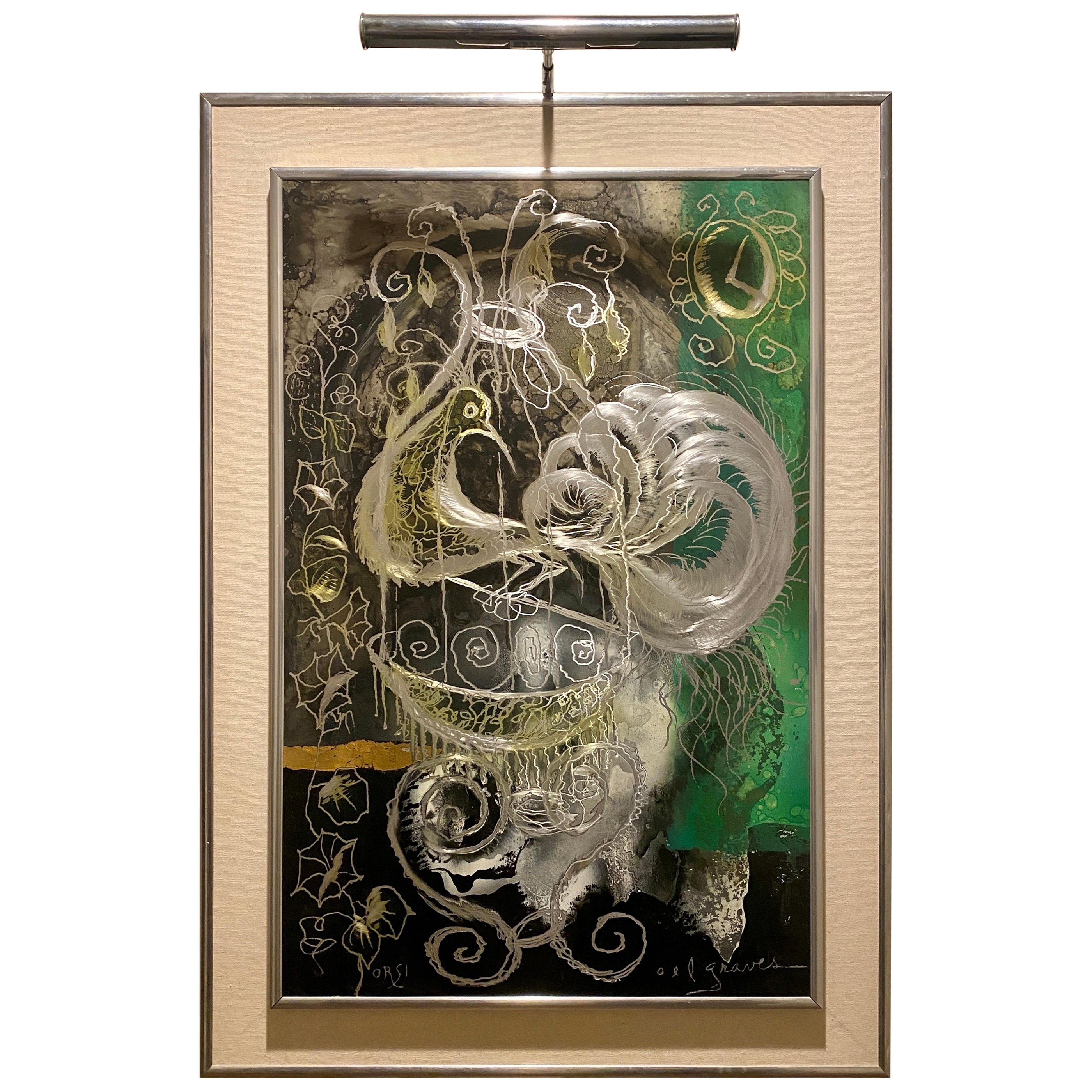 Vintage Orig Metallic Painting by O. E. L. Graves Extremely Rare Collectible