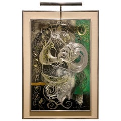 Vintage Orig Metallic-Gemälde von O. E. L. Graves, Extrem seltenes Sammlerstück, Vintage