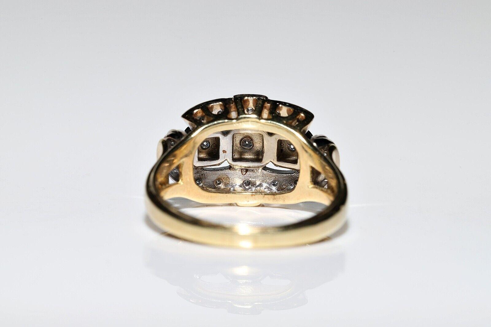 Anello originale d'epoca in oro 14k, circa 1960, con diamanti naturali decorati in vendita 6