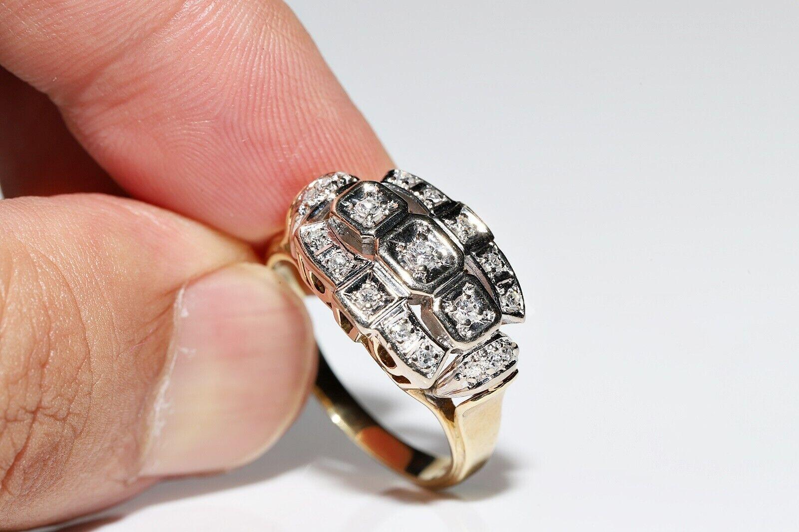 Anello originale d'epoca in oro 14k, circa 1960, con diamanti naturali decorati in vendita 8