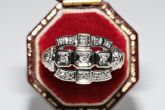 Vintage Original 14k Gold Circa 1960s Natural Diamond Decorated Pretty Ring