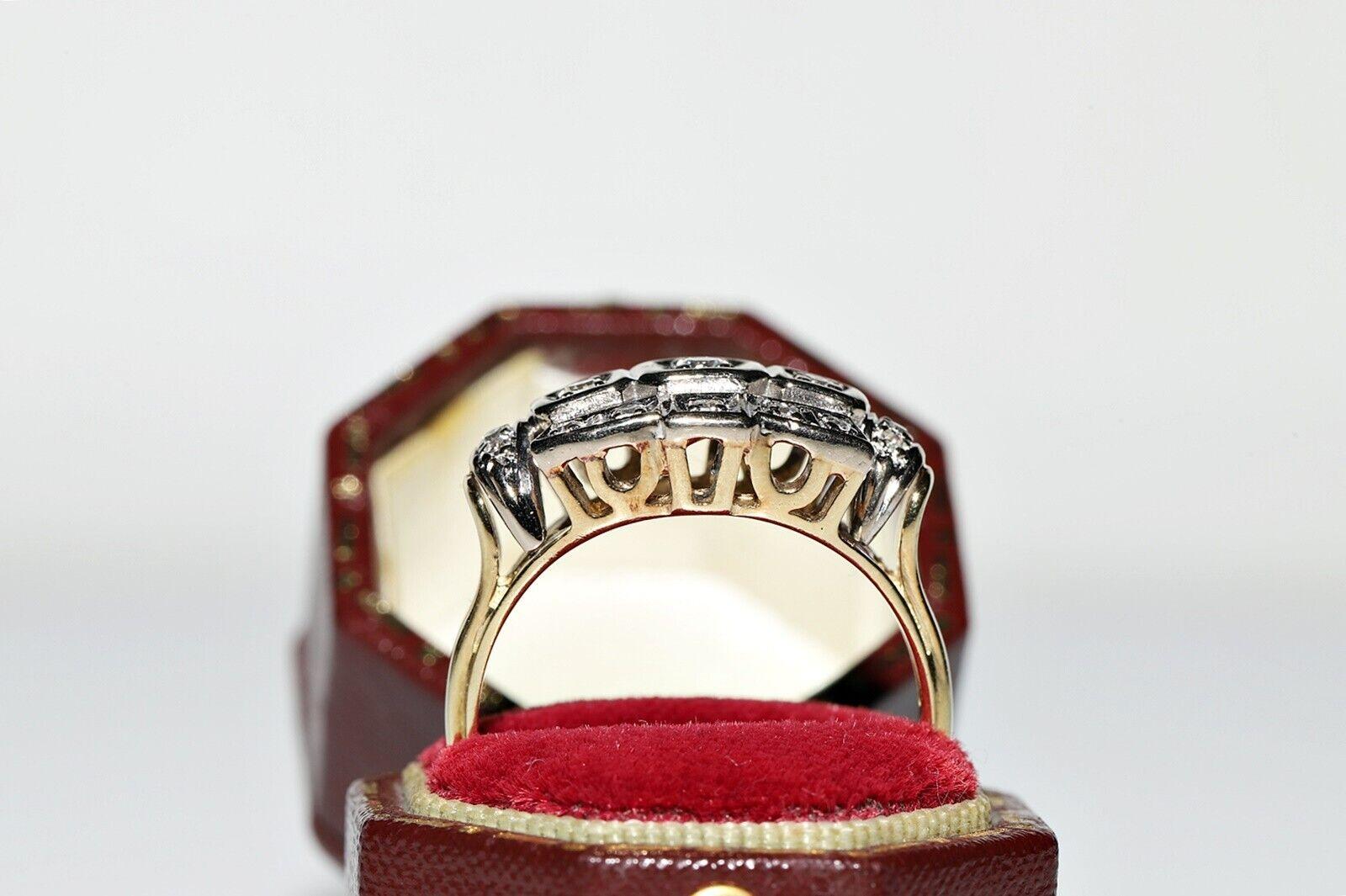 Retro Vintage Original 14k Gold Circa 1960s Natural Diamond Decorated Pretty Ring For Sale