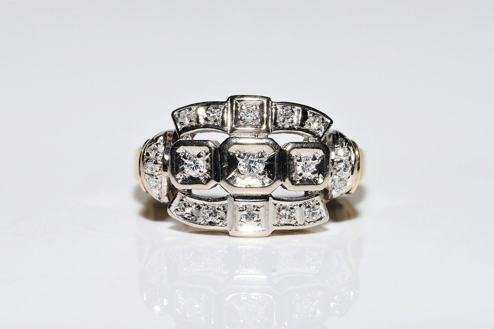 Brilliant Cut Vintage Original 14k Gold Circa 1960s Natural Diamond Decorated Pretty Ring For Sale
