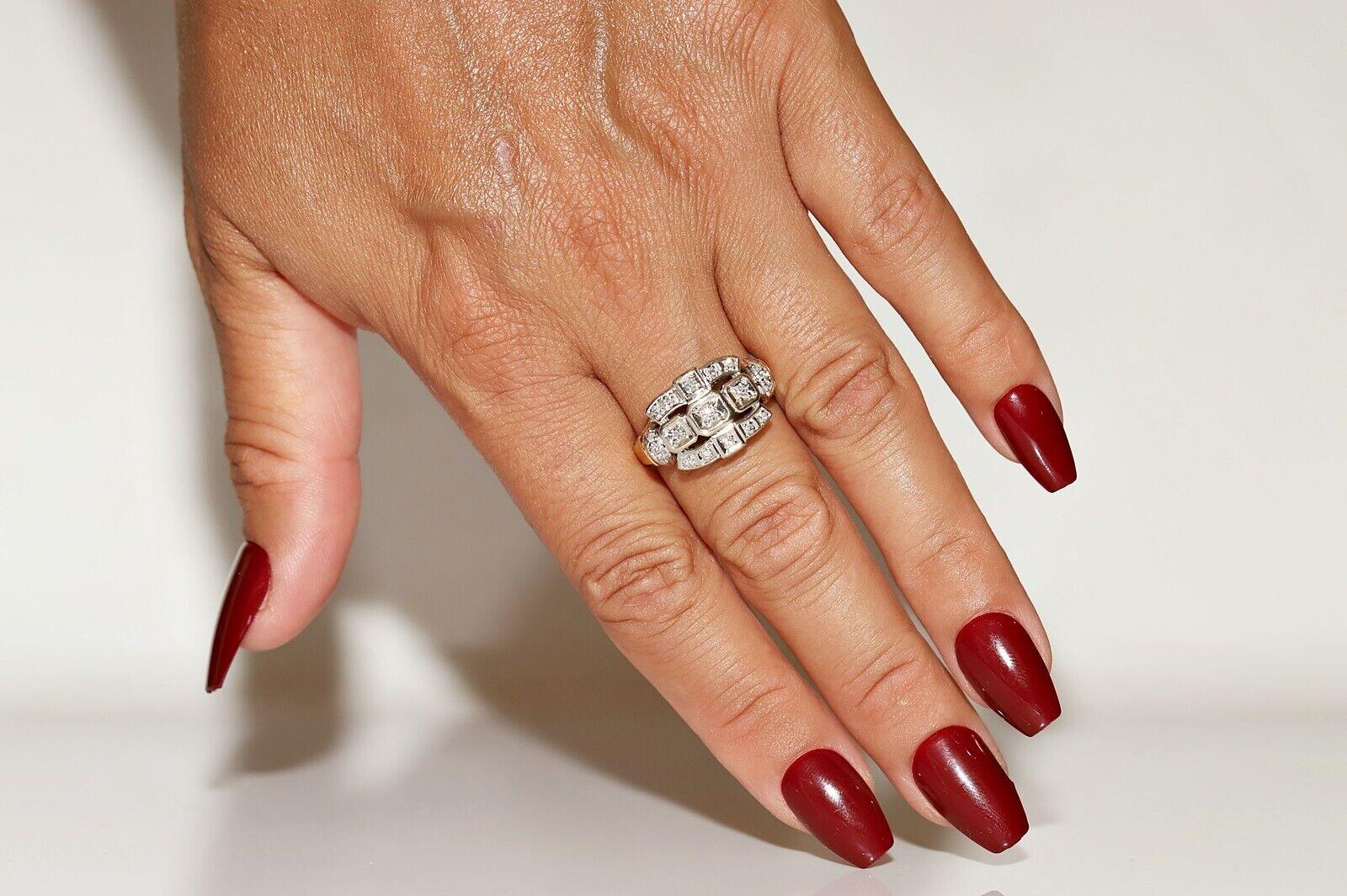 Anello originale d'epoca in oro 14k, circa 1960, con diamanti naturali decorati In condizioni buone in vendita a Fatih/İstanbul, 34