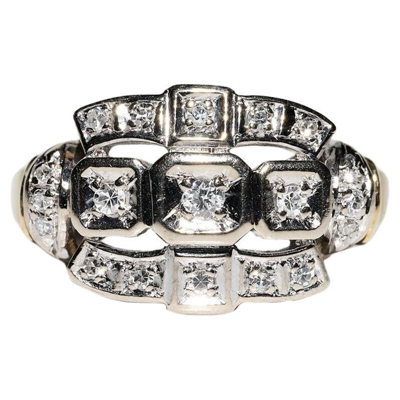 Anello originale d
epoca in oro 14k, circa 1960, con diamanti naturali decorati