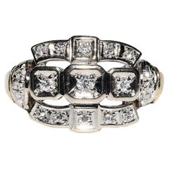 Anello originale d
epoca in oro 14k, circa 1960, con diamanti naturali decorati