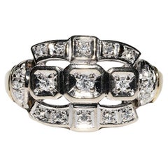 Vintage Original 14k Gold Circa 1960s Natural Diamond Decorated Pretty Ring