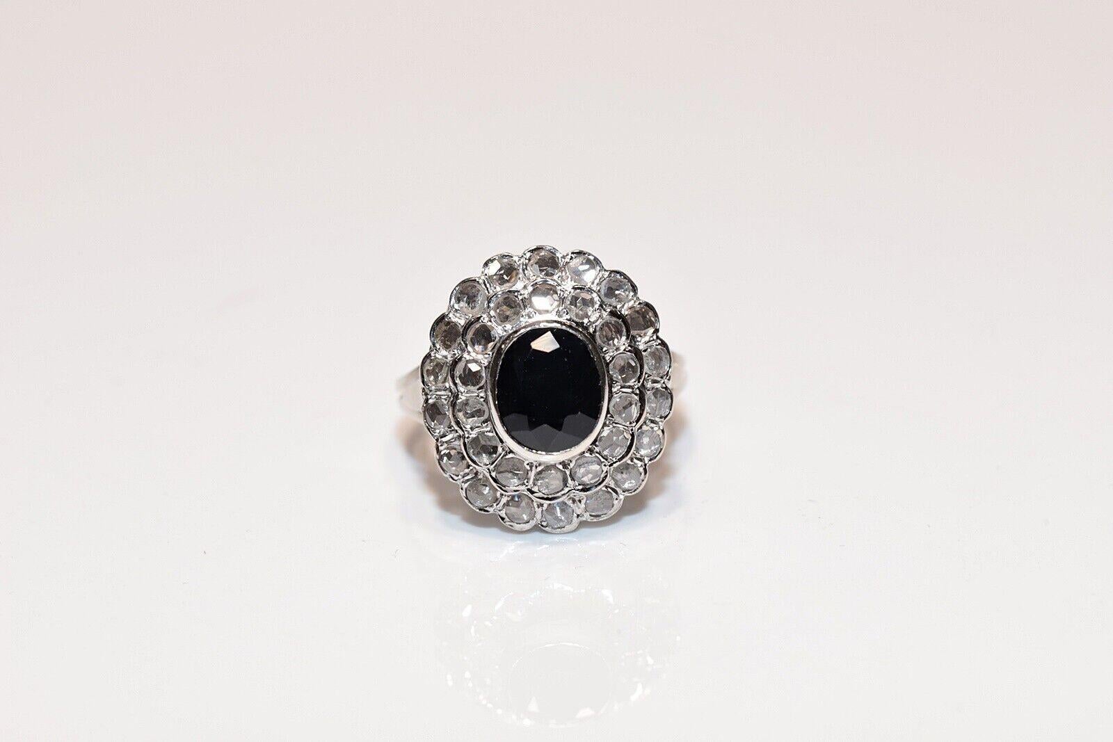 In very good condition.
Total weight is 8.8 grams.
 Totally is diamond about 1 carat.
The diamond is has  G-H color vs-s1-s2 clarity.
Ring size is US 7.2 (We offer free resizing)
We can make any size.
Acid tested to be 14k real gold.
Box is not