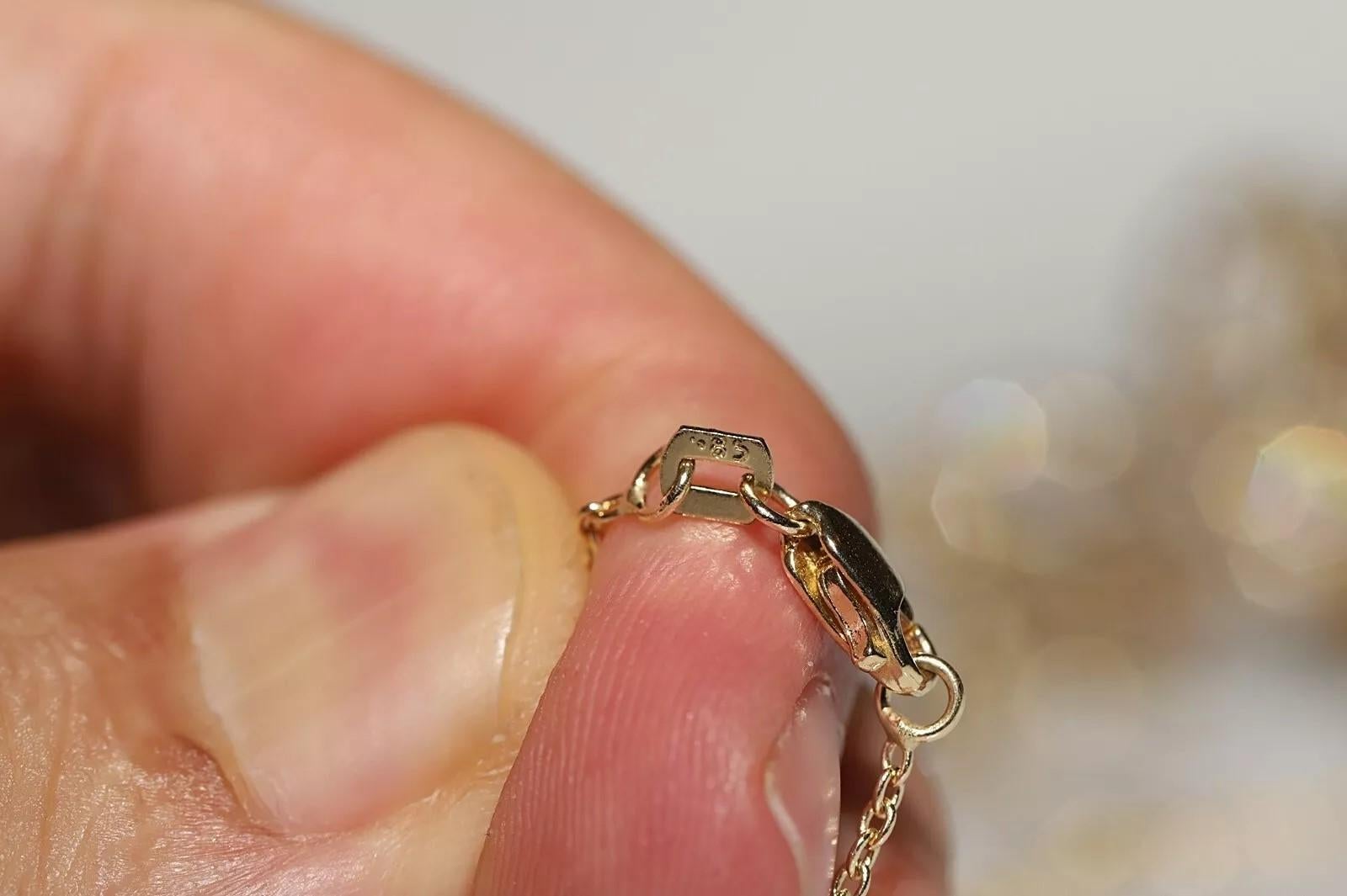 Collana originale d'epoca in oro 14k con diamanti naturali e rubini calibrati in vendita 1