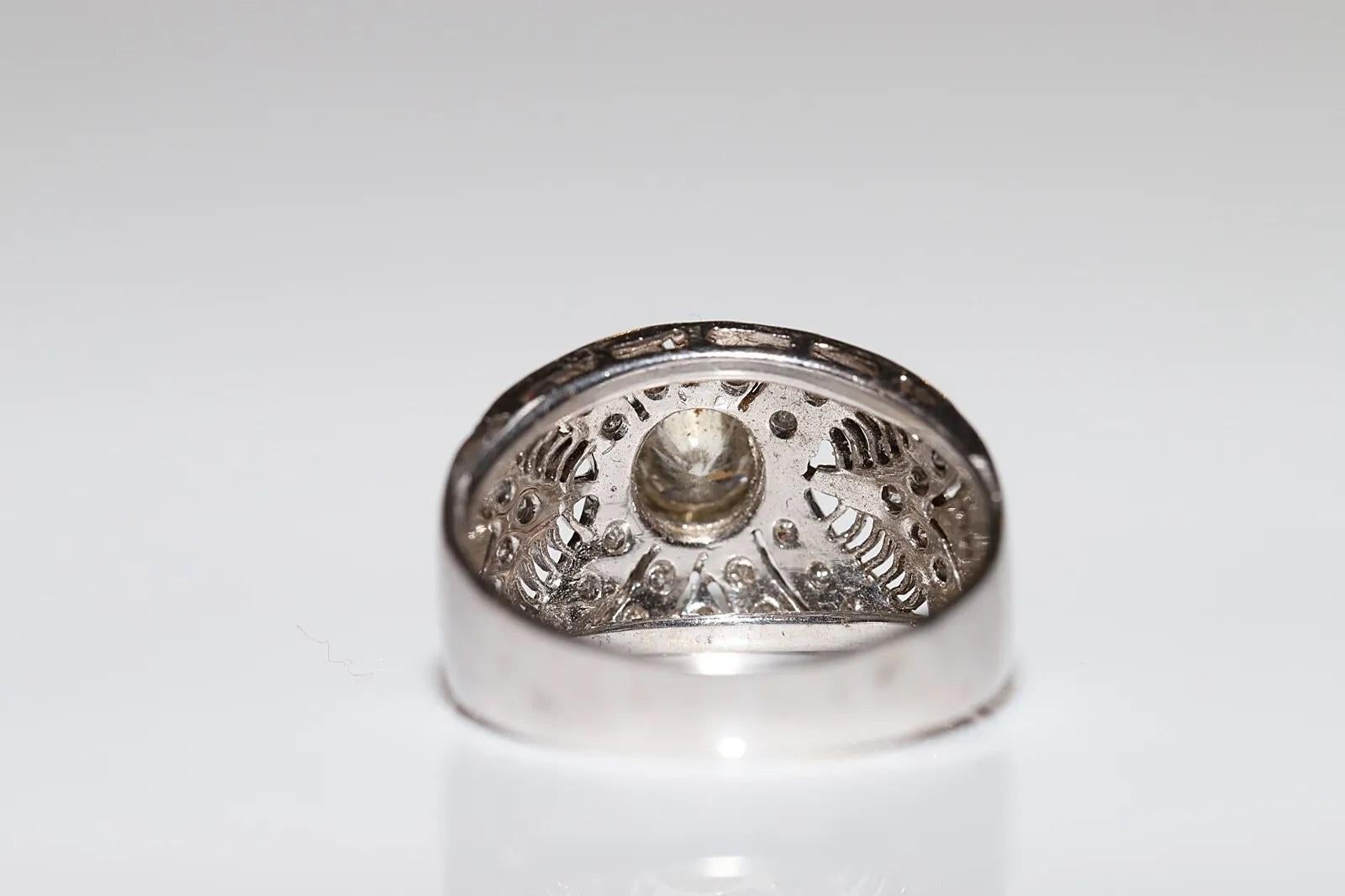Anillo original vintage de oro blanco de 14k decorado con diamantes naturales en Bueno estado para la venta en Fatih/İstanbul, 34