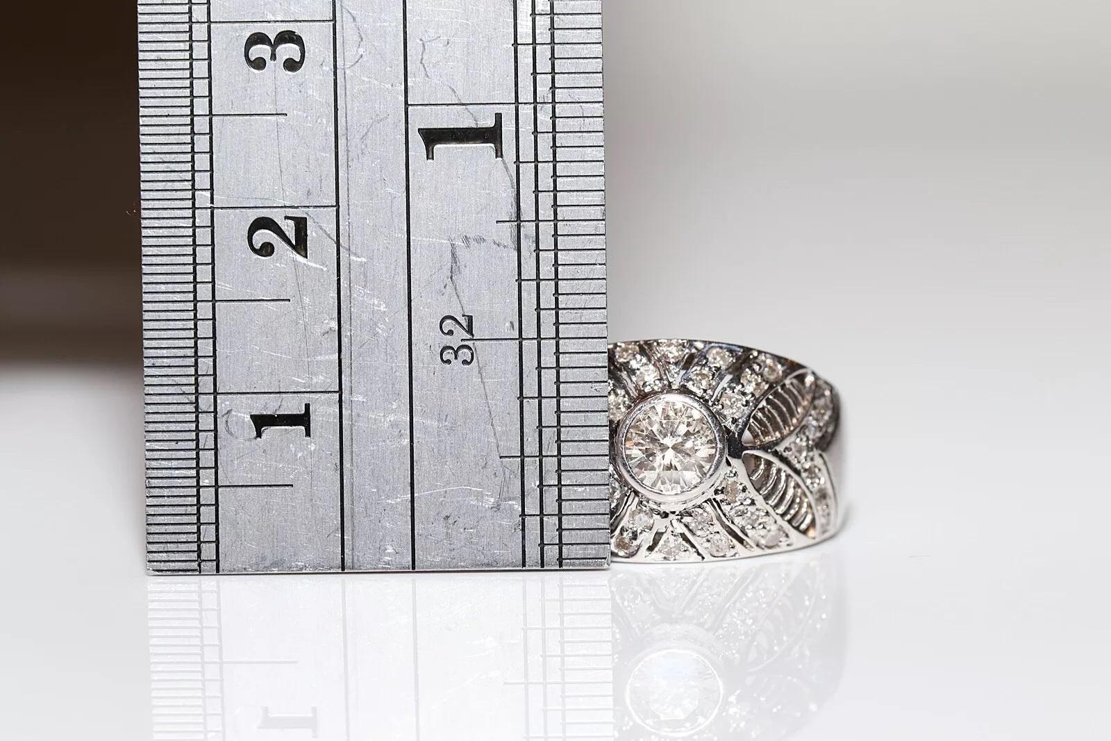 De las mujeres Anillo original vintage de oro blanco de 14k decorado con diamantes naturales en venta