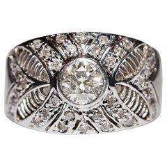 Original Vintage Original 14k Weißgold Natürlicher Diamant-Dekorierter Vintage-Ring