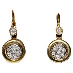 Vintage Original 18k Gold Circa 1980s Natural Diamond Decorated Earring
