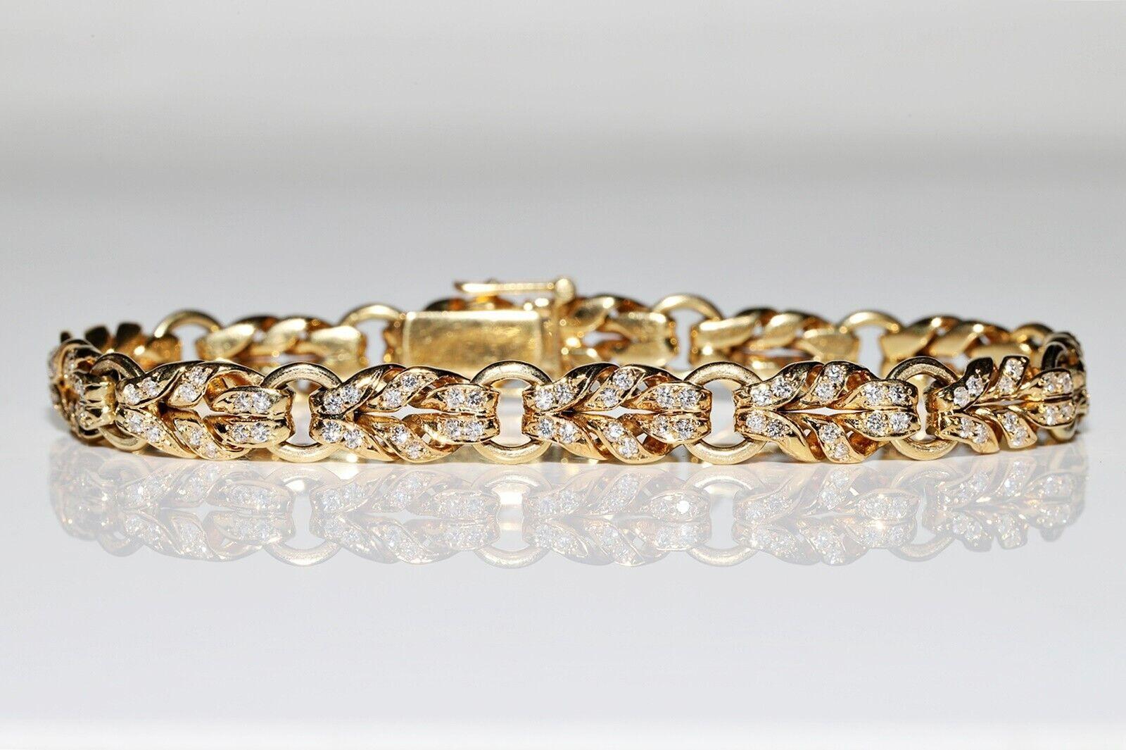 Rétro Bracciale originale d'epoca in oro 18 carati, circa anni '80, con diamanti naturali decorati in vendita