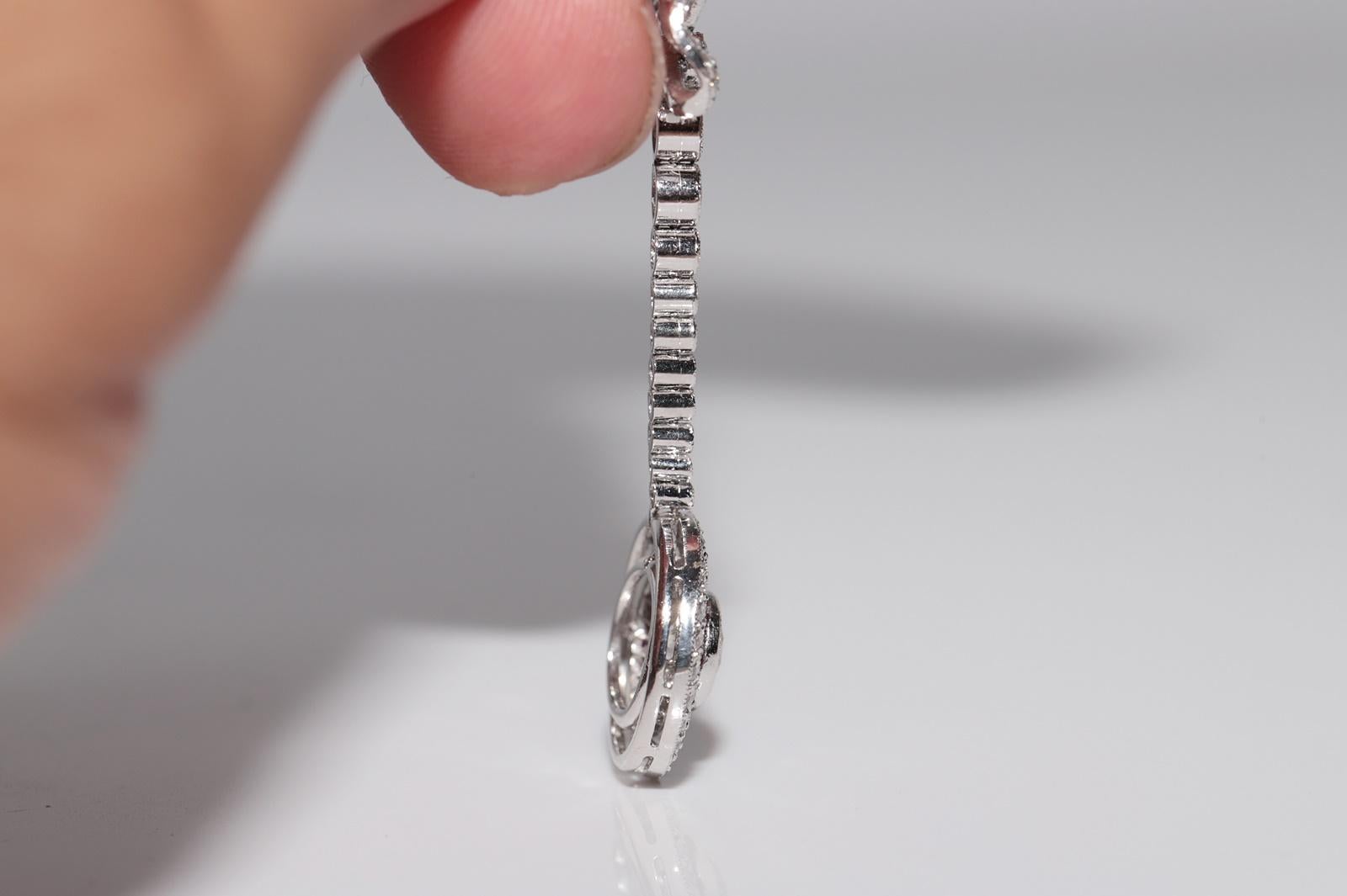 Vintage Original 18k Gold Natural Diamond And Caliber Cut Ruby Pendant Necklace For Sale 4
