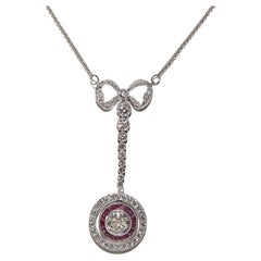 Vintage Original Collier pendentif en or 18k avec diamant naturel et rubis taillé en calibre