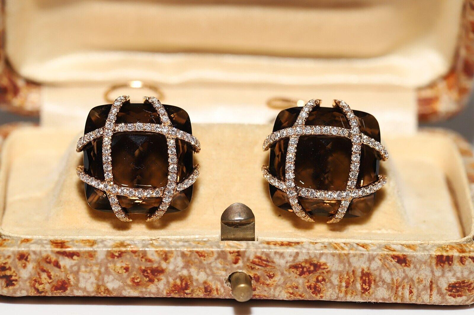 Vintage Original 18k Natural Diamond And Topaz Decorated Earring  For Sale 5