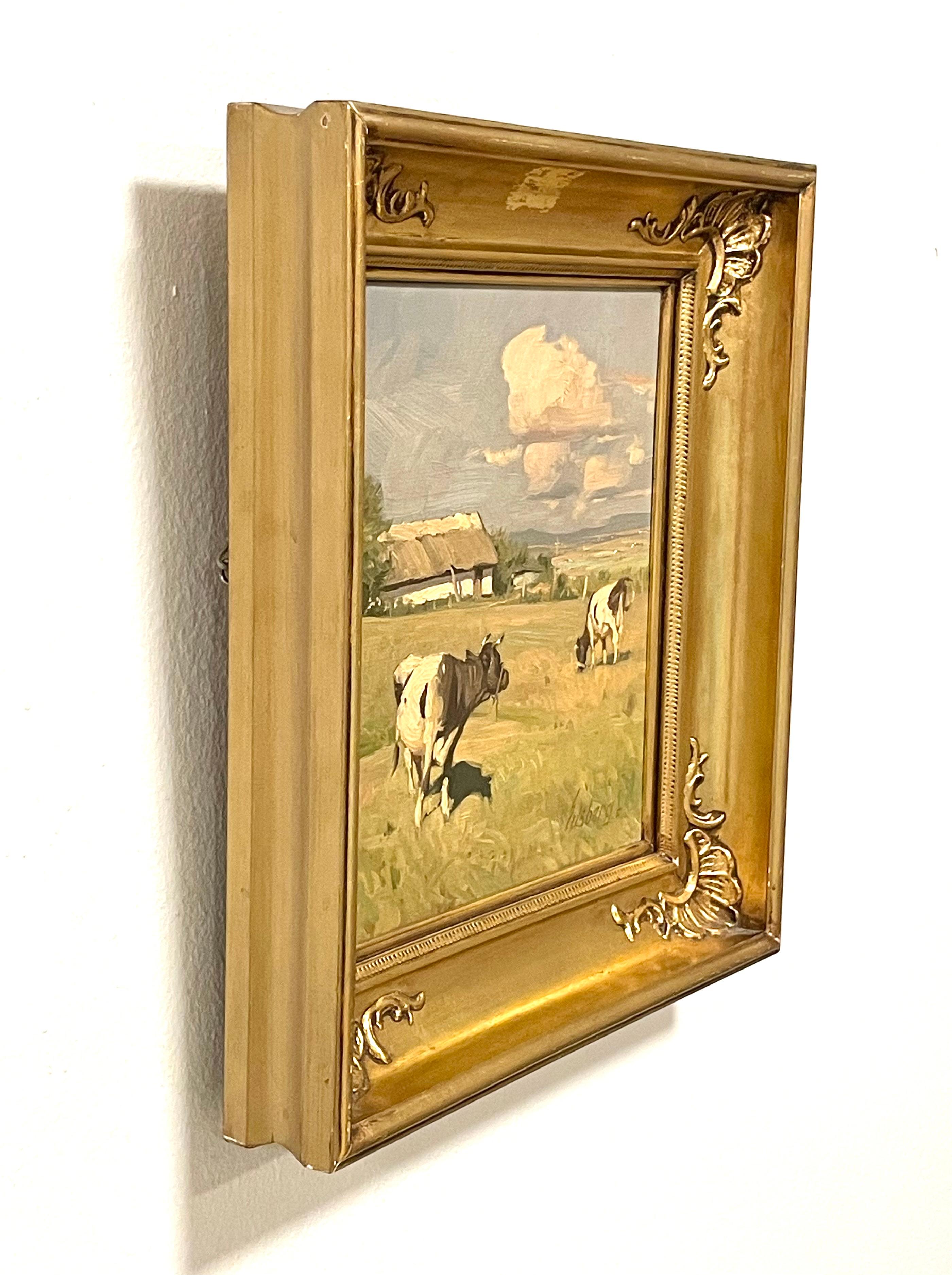 Vintage original 1950s oil painting from Denmark by Knud Edsberg 2