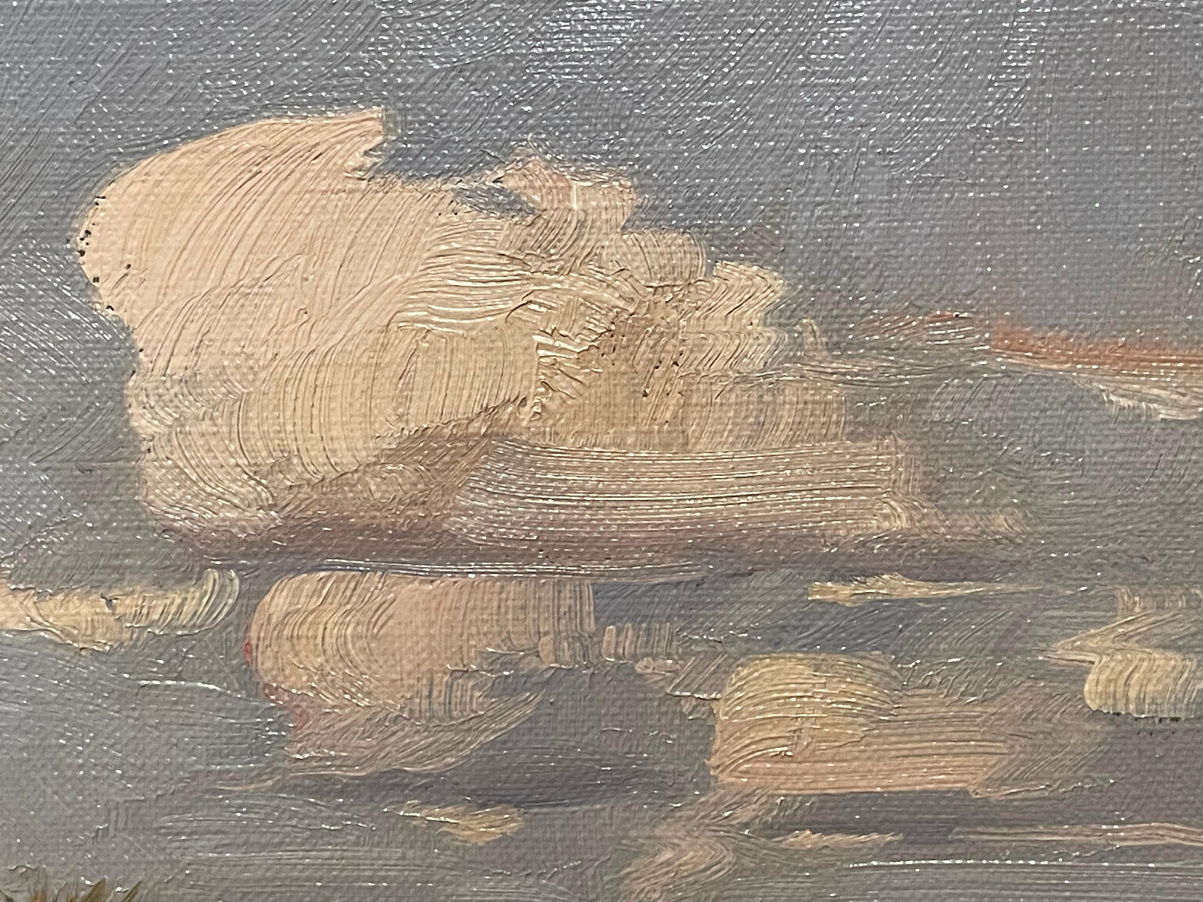 20th Century Vintage original 1950s oil painting from Denmark by Knud Edsberg