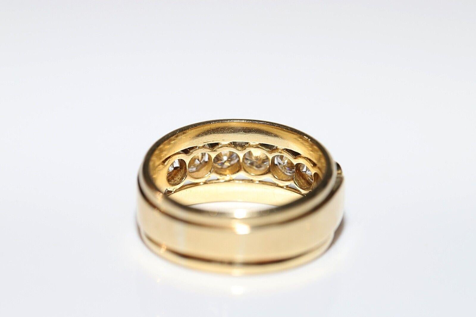 Brilliant Cut Vintage Original 1980s 18k Gold Natural Diamond Decorated Engagemet Strong Ring For Sale