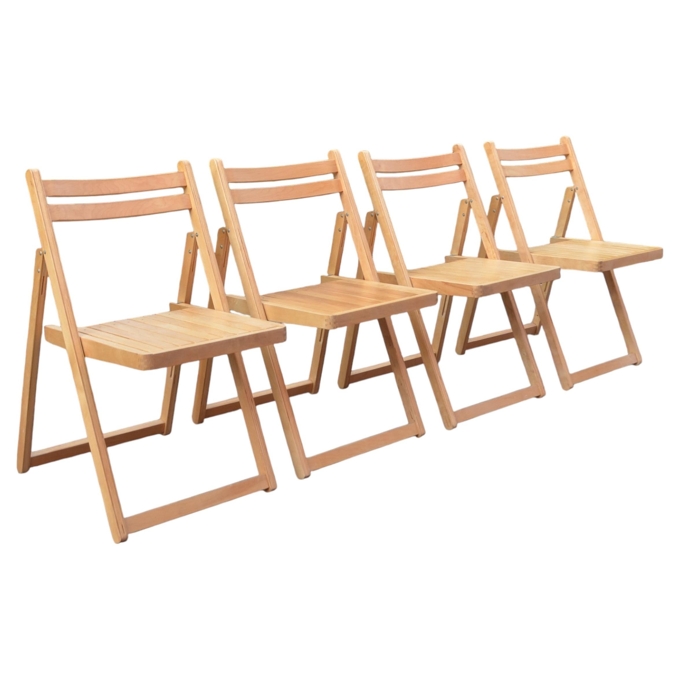 Vintage Original 1980s IKEA folding chairs birch, Set of 4
