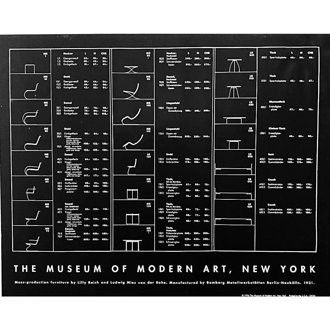 Cartel original de 1996 de la exposición Mies Van Der Rohe Furniture Blueprint en venta 1