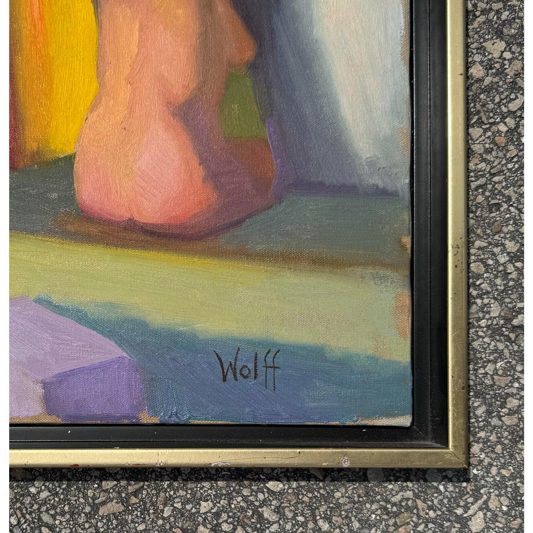 Original Abstraktes figurales Ölgemälde auf Leinwand, Vintage im Angebot 1