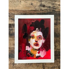 Vintage Original Abstract Figurative Oil on Canvas