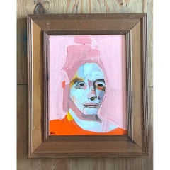 Vintage Original Abstract Figurative Oil Portrait on Canvas