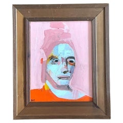 Vintage Original Abstract Figurative Oil Portrait on Canvas