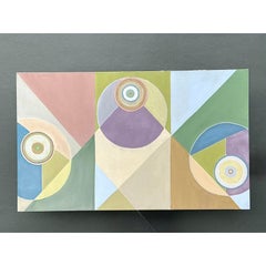 Vintage Original Abstract Geometric Oil on Canvas