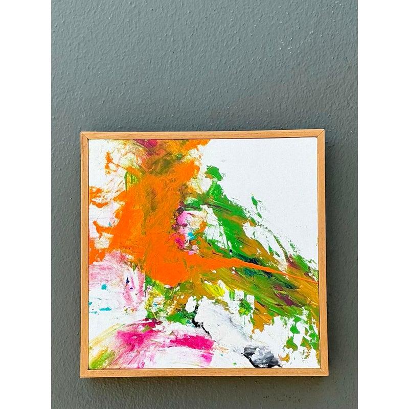 Vintage Original Abstract Oil on Canvas For Sale at 1stDibs