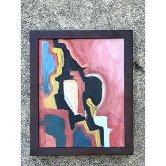 Vintage Original Abstract Oil on Canvas