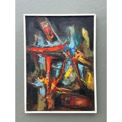 Vintage Original Abstract Oil on Canvas