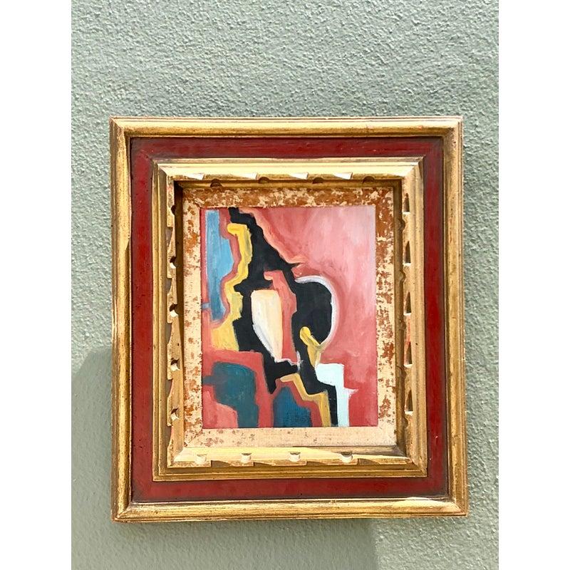 Vintage Original Abstract Oil on Canvas For Sale at 1stDibs