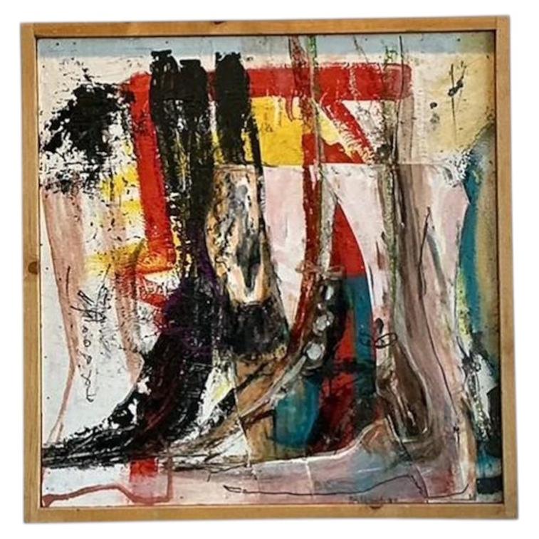 Vintage Original Abstract Oil on Canvas
