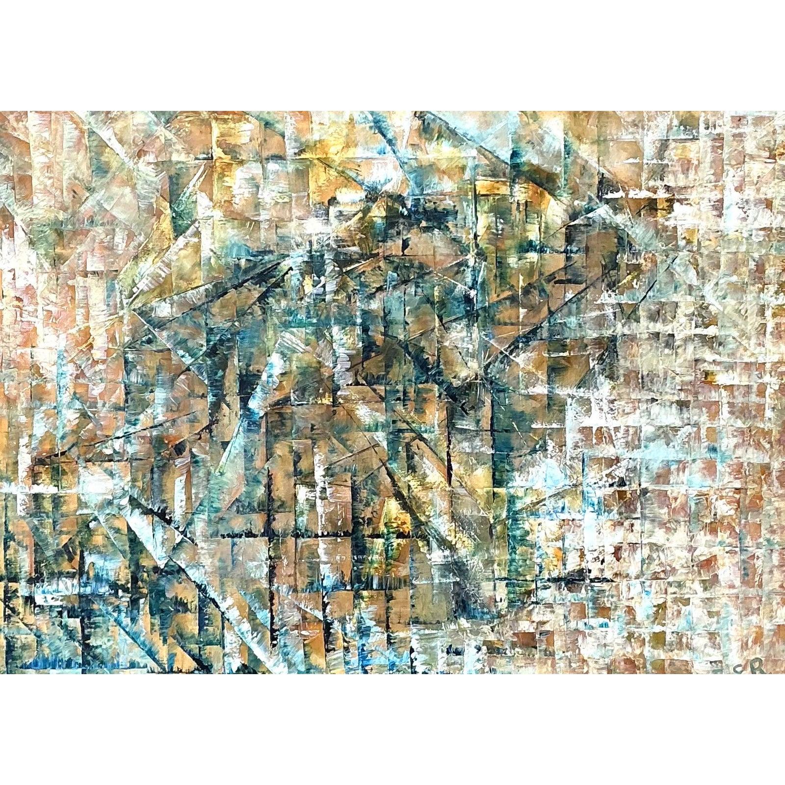 Vintage Original Abstract Oil on Painting For Sale at 1stDibs
