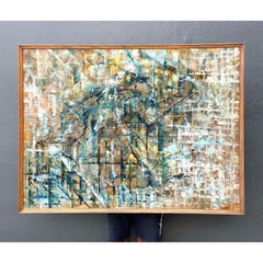 Olio astratto originale d'epoca su pittura