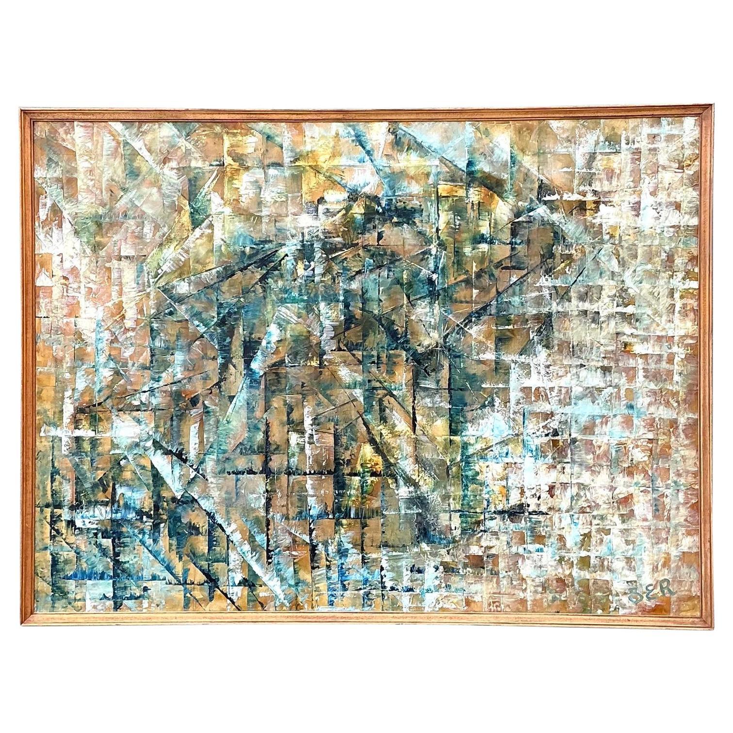 Vintage Original Abstract Oil on Painting