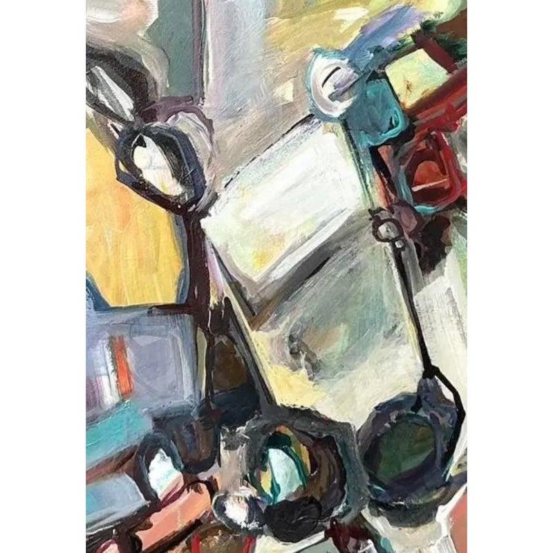 Vintage Original Abstract Oil Painting on Board For Sale at 1stDibs