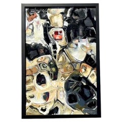 Vintage Original Abstraktes Ölgemälde auf Karton