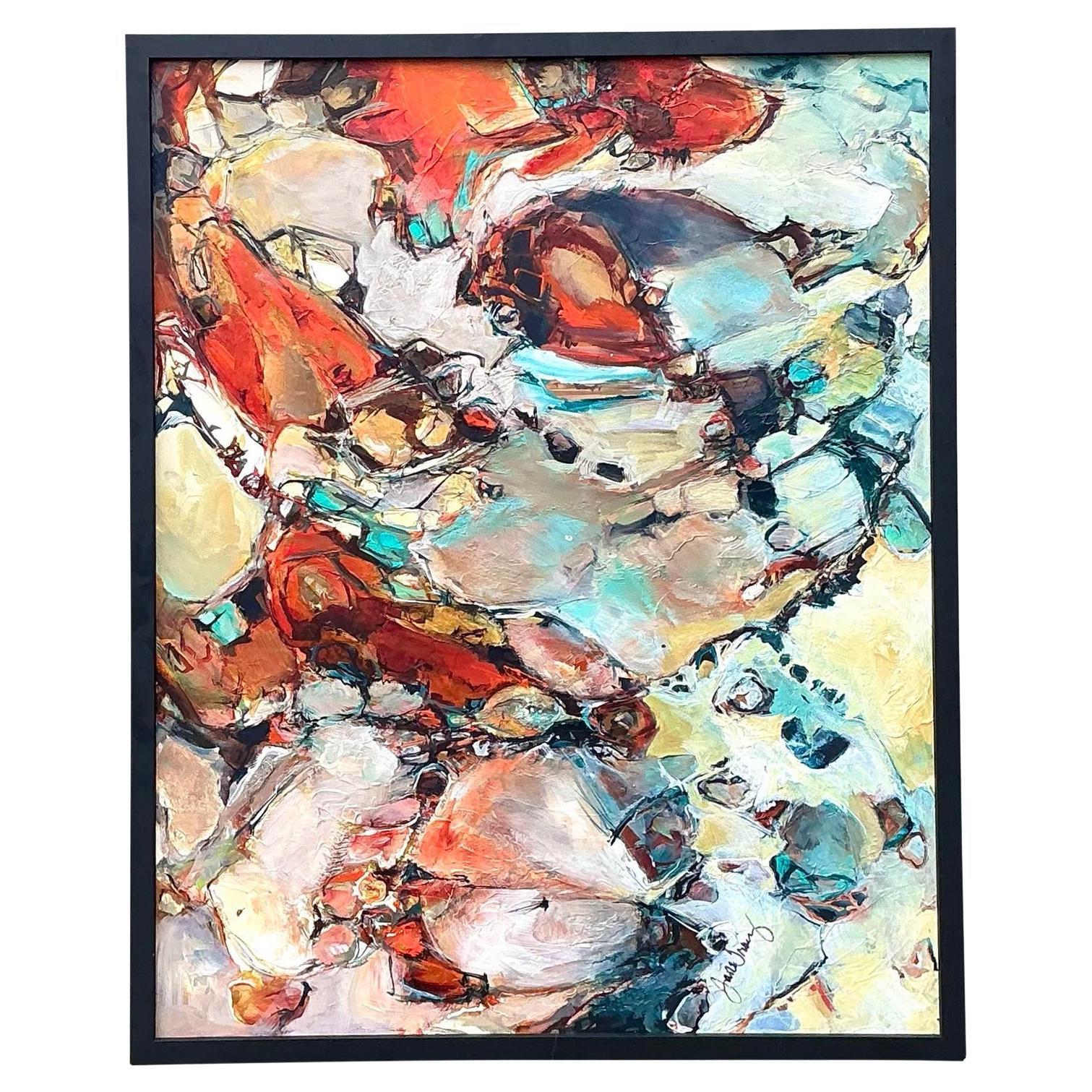 Vintage Original Abstract Oil Painting on Board